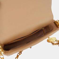 Pre Owned Chanel Brown Medium Quilted Lambskin CC Coin Flap