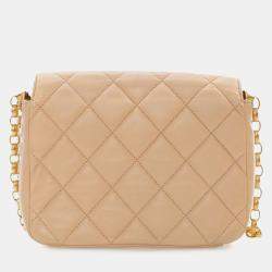 Pre Owned Chanel Brown Medium Quilted Lambskin CC Coin Flap
