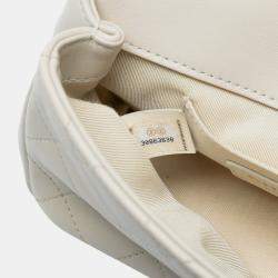 Pre Owned Chanel White Medium Lambskin Twist Chain Enamel CC Flap