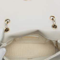 Pre Owned Chanel White Medium Lambskin Twist Chain Enamel CC Flap