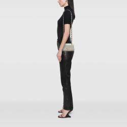 Pre Owned Chanel White Medium Lambskin Twist Chain Enamel CC Flap