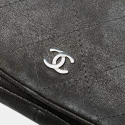 Pre Owned Chanel Grey CC Quilted Iridescent Calfskin Single Flap