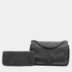 Pre Owned Chanel Grey CC Quilted Iridescent Calfskin Single Flap