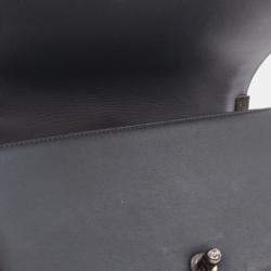 Pre Owned Chanel Grey Old Medium Braided Tweed and Calfskin Boy Flap