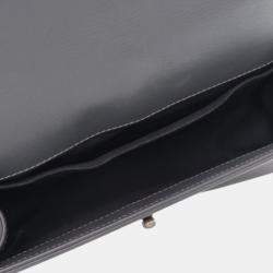 Pre Owned Chanel Grey Old Medium Braided Tweed and Calfskin Boy Flap