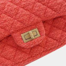 Pre Owned Chanel Red Mini Reissue 2.55 Tweed Single Flap 224