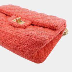 Pre Owned Chanel Red Mini Reissue 2.55 Tweed Single Flap 224