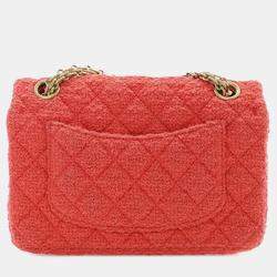 Pre Owned Chanel Red Mini Reissue 2.55 Tweed Single Flap 224