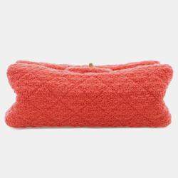 Pre Owned Chanel Red Mini Reissue 2.55 Tweed Single Flap 224