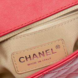 Pre Owned Chanel Red Small Patent Coco Boy Flap