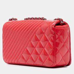 Pre Owned Chanel Red Small Patent Coco Boy Flap
