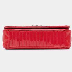 Pre Owned Chanel Red Small Patent Coco Boy Flap