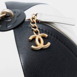 Pre Owned Chanel Black White Calfskin Coco Beach Ball Bag