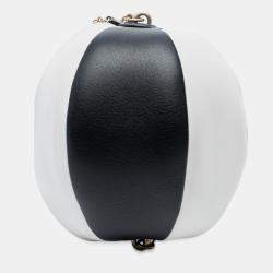 Pre Owned Chanel Black White Calfskin Coco Beach Ball Bag