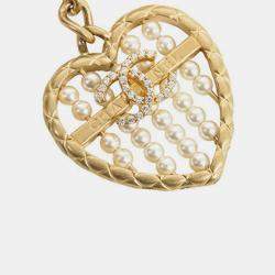 Pre Owned Chanel Gold Mini Classic Metallic Calfskin Charm Double Flap