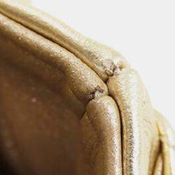 Pre Owned Chanel Gold Mini Classic Metallic Calfskin Charm Double Flap