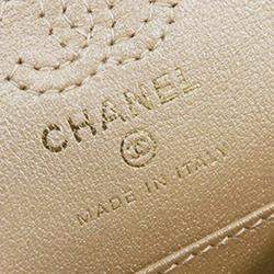 Pre Owned Chanel Gold Mini Classic Metallic Calfskin Charm Double Flap