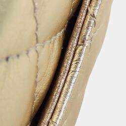 Pre Owned Chanel Gold Mini Classic Metallic Calfskin Charm Double Flap