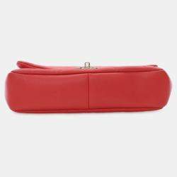 Pre Owned Chanel Red Small Lambskin Elegant Chain Single Flap