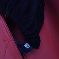 Pre Owned Chanel Red Small Lambskin Elegant Chain Single Flap