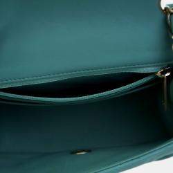 Pre Owned Chanel Blue Mini Square Classic Lambskin Single Flap