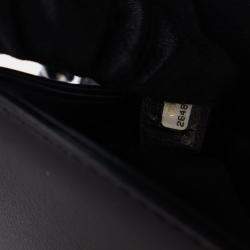 Pre Owned Chanel Black Old Medium Quilted Tweed and Calfskin Pearl Boy Flap