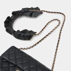 Pre Owned Chanel Black Mini Rectangular Classic Lambskin Romance Single Flap