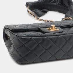 Pre Owned Chanel Black Mini Rectangular Classic Lambskin Romance Single Flap