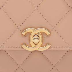 Pre Owned Chanel Beige Mini Quilted Lambskin Perfect Fit Flap