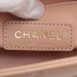 Pre Owned Chanel Beige Mini Quilted Lambskin Perfect Fit Flap