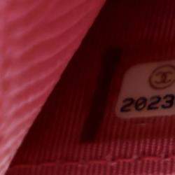 Pre Owned Chanel Pink CC Lizard Embossed Calfskin Wallet On Chain