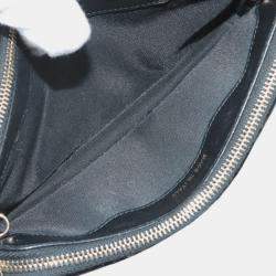 Pre Owned Chanel Black Velour Pearl Embellished Double Zip Clutch with Chain