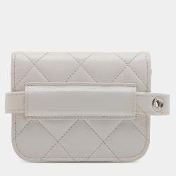 Pre Owned Chanel White Quilted Lamsbskin Punk Essentials Chain Flap Belt Bag