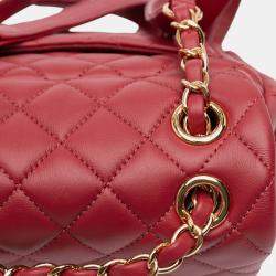 Pre Owned Chanel Red Mini Quilted Lambskin Urban Spirit Backpack