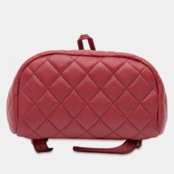 Pre Owned Chanel Red Mini Quilted Lambskin Urban Spirit Backpack