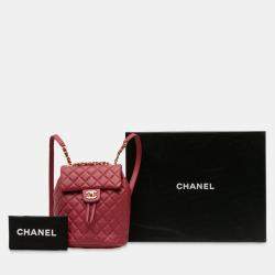 Pre Owned Chanel Red Mini Quilted Lambskin Urban Spirit Backpack
