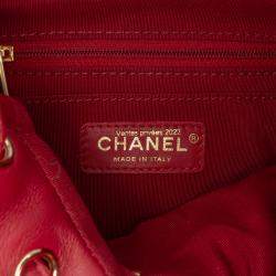 Pre Owned Chanel Red Mini Quilted Lambskin Urban Spirit Backpack