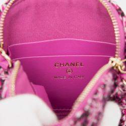 Pre Owned Chanel Purple CC Tweed Houndstooth Clutch On Chain