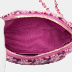 Pre Owned Chanel Purple CC Tweed Houndstooth Clutch On Chain