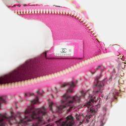 Pre Owned Chanel Purple CC Tweed Houndstooth Clutch On Chain