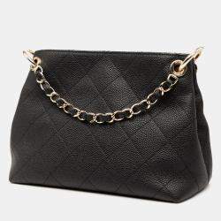Pre Owned Chanel Black Small Quilted Caviar City Walk Hobo