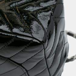 Pre Owned Chanel Black Jumbo Classic Chevron Patent Single Flap