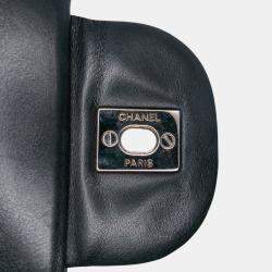 Pre Owned Chanel Black Jumbo Classic Chevron Patent Single Flap