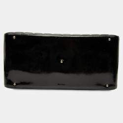 Pre Owned Chanel Black CC Chocolate Bar Patent Bowler Bag