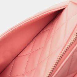 Pre Owned Chanel Pink Small Quilted Lambskin Clutch with Chain Shoulder Bag