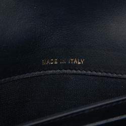 Pre Owned Chanel Navy Blue Chevron Mixed Leathers Boy Wallet on Chain