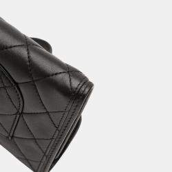 Pre Owned Chanel Black Small Quilted Lambskin Citizen Zip Flap