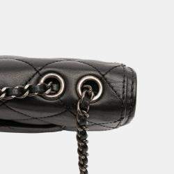 Pre Owned Chanel Black Small Quilted Lambskin Citizen Zip Flap