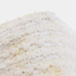 Pre Owned Chanel White Medium Classic Tweed Double Flap