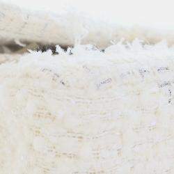 Pre Owned Chanel White Medium Classic Tweed Double Flap